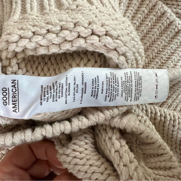 Good American Crewneck Chunky Knit Sweater Pullover Cropped Cream 5/6 2XL / 3XL - Picture 7 of 8